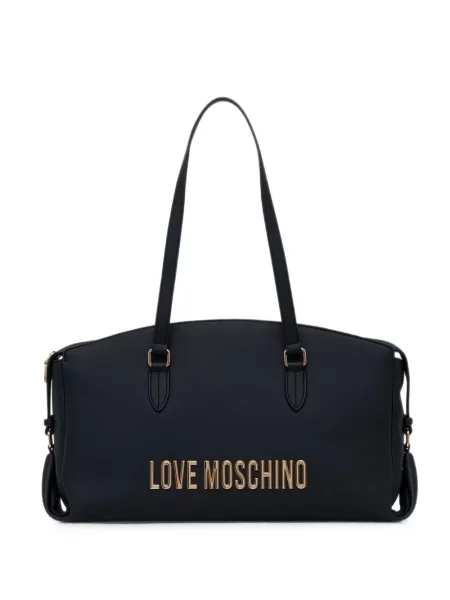 Geantă shopper Love Moschino cu autograf negru