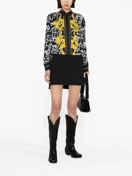 Raštuotas palaidinė Versace Jeans Couture juoda