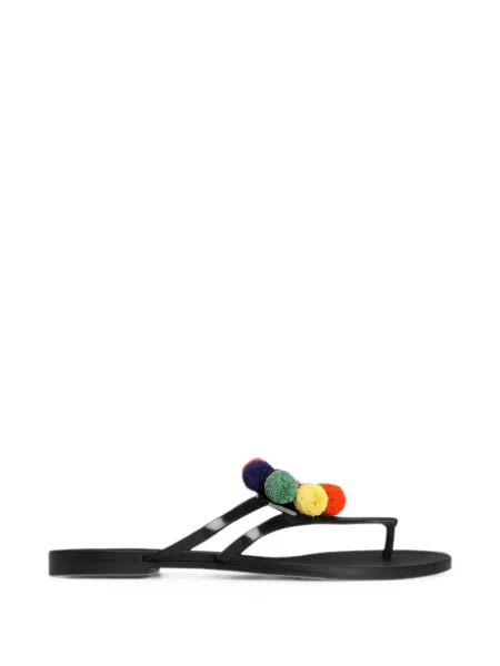 Papuci Dolce & Gabbana cu pompoane negru