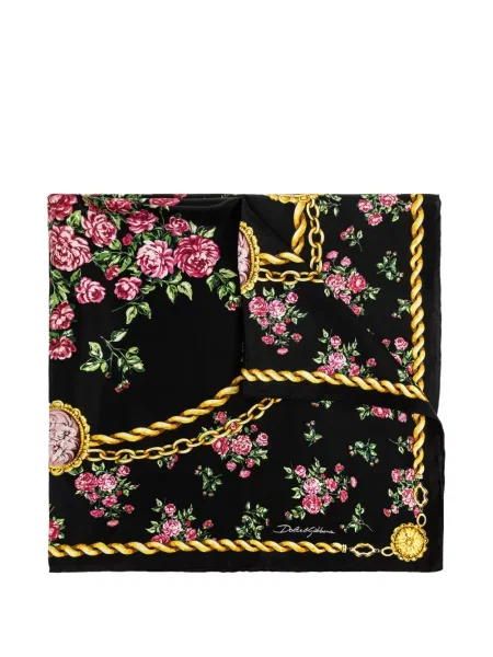 Fular Dolce & Gabbana cu model floral negru
