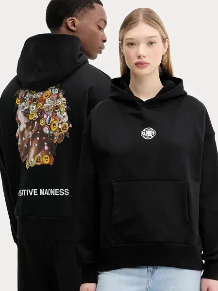 Суичър с качулка Barrow с качулка с принт черно