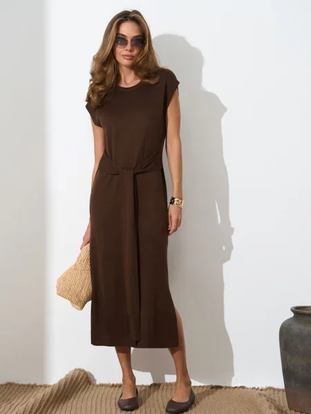 Сукня міді TrikoBakh темно-коричневий бавовна/віскоза коричнева