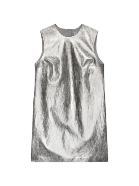 Rochie mini Msgm fără mâneci cu decolteu rotund de costum argintiu