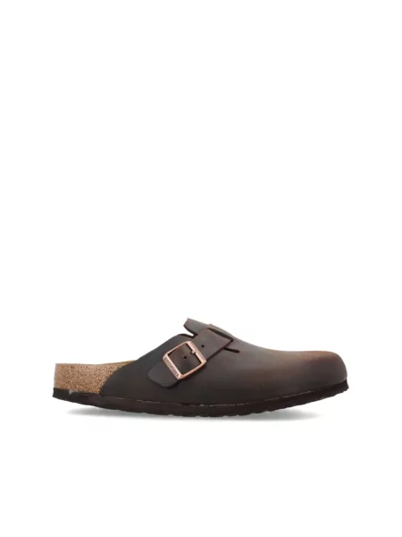 Klapki Birkenstock skórzane brązowe