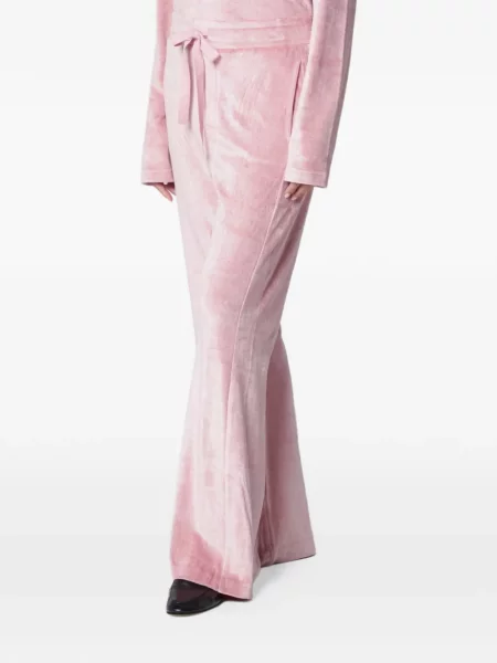 Pantaloni Sanderlak de catifea evazate roz