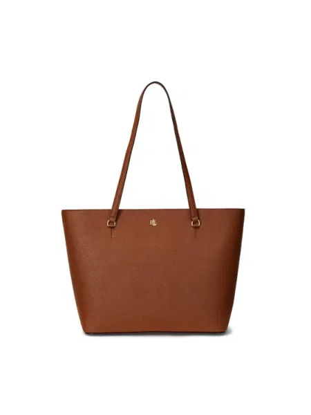 Кожена чанта Lauren Ralph Lauren кафяво