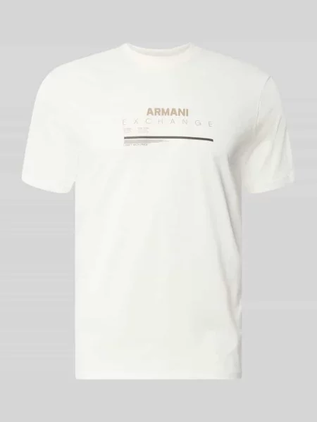 T-shirt o kroju slim fit z czystej bawełny z nadrukiem z logo Armani Exchange biała
