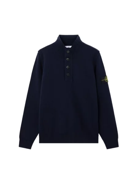 Sweter Stone Island wełniany z kamieniami niebieski