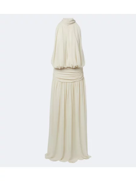Rochie maxi De La Vali din șifon drapată alb