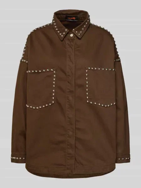 Bluzka jeansowa o kroju relaxed fit z nitami model ‘Studs’ Miss Goodlife