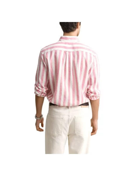 Gant Koszula Z Dodatkiem Lnu Regular Fit rot biała