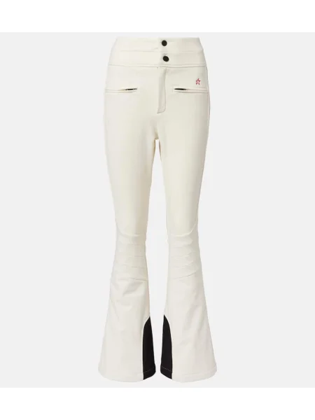 Jeździć na nartach spodnie dresowe Perfect Moment z wysoką talią białe