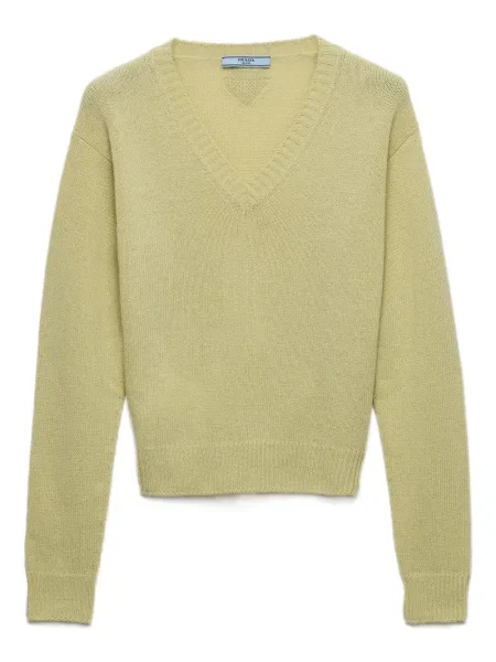 Pulover Prada cu decolteu în V verde