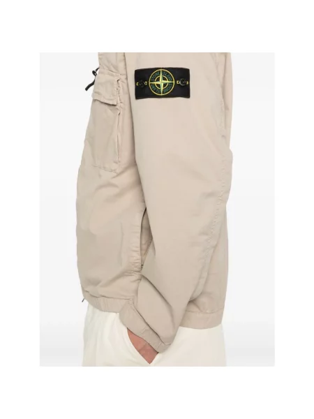 Kurtka Stone Island z kapturem z twillu z kamieniami beżowa