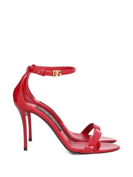 Sandale Dolce & Gabbana din piele de lac cu autograf roșu