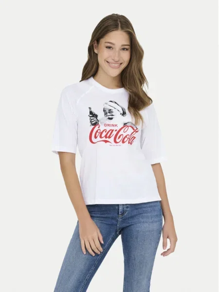 ONLY Tricou Coca Cola alb