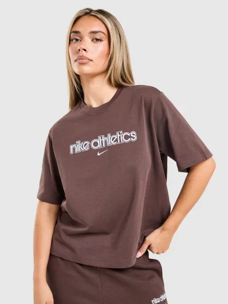 Nike T-Shirt W Nsw Essntl Ss Tee Boxy Gls brązowa