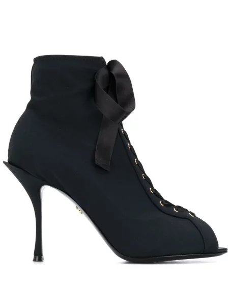 Botine Dolce & Gabbana cu șireturi din dantelă negru