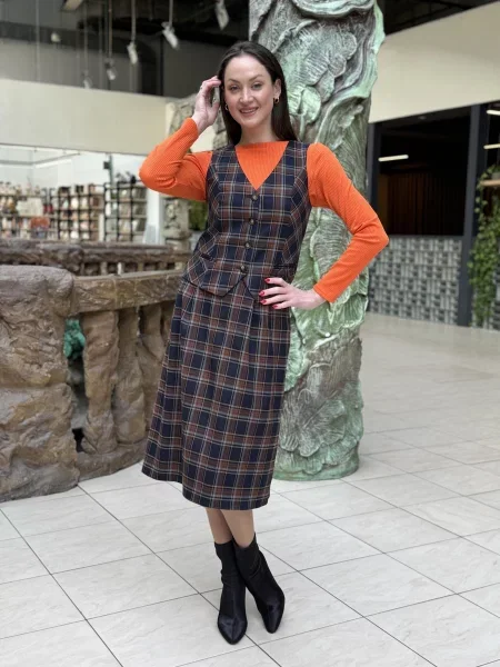 Спідниця міді CAT ORANGE темно-синій вовна/віскоза синя