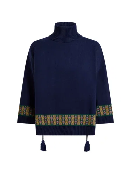 Pulover Etro de lână cu imprimeu geometric albastru