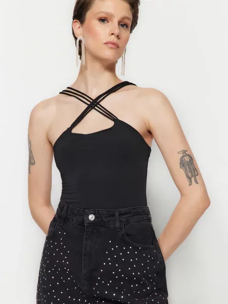 Pleteno bodi Trendyol črna