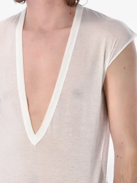 Αμάνικη μπλούζα Rick Owens με λαιμόκοψη v λευκό
