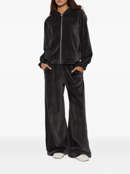 Кадифени бягане панталон Ea7 Emporio Armani черно