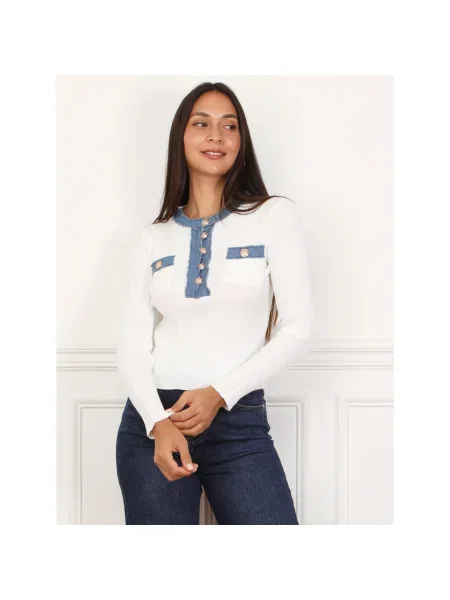 Pulover La Modeuse alb