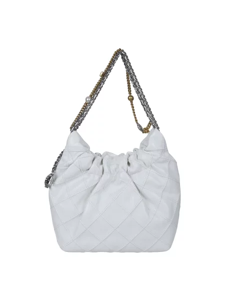 Torebka hobo Tory Burch skórzana z przetarciami bez fiszbin biała