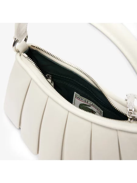 Lacoste Mała Skórzana Torba Na Ramię Lenglen beżowa