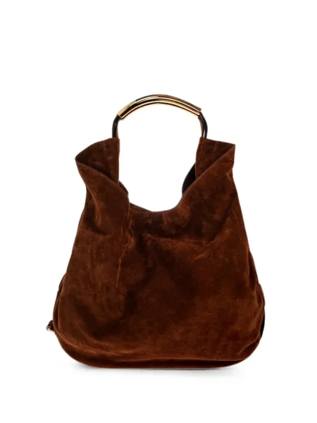 Geantă shopper Moschino din piele de căprioară maro