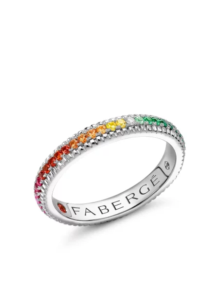 Inel Fabergé cu strasuri alb