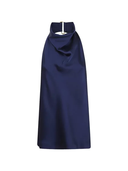 Top Stella Mccartney drapat cu gât halter albastru