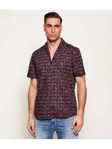 HUGO Cămașă Ellino | Straight fit negru
