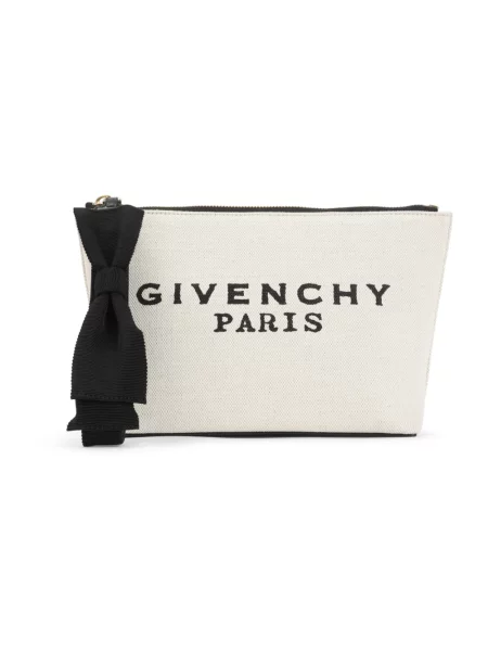 Mała nerka Givenchy z kokardką płócienna beżowa