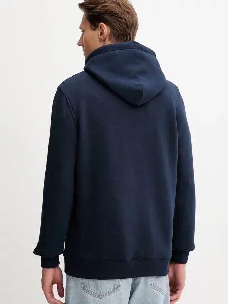 Tommy Jeans pulover s kapuco z bombažem modra