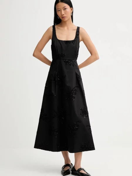 MUNTHE rochie din RONIA midi evazați negru