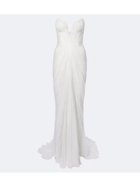 Rochie Maria Lucia Hohan de mătase drapată alb