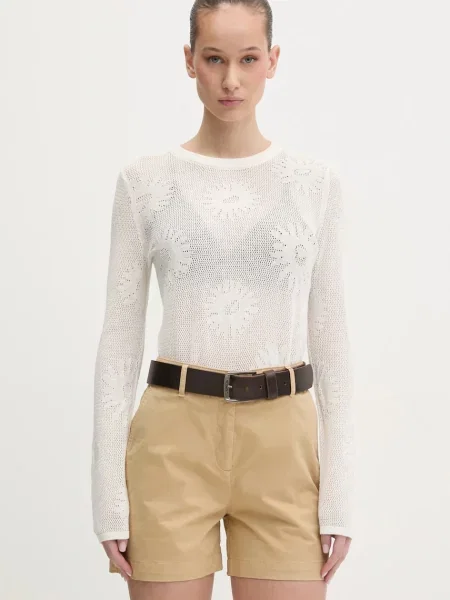 Bombažen pulover HUGO bež