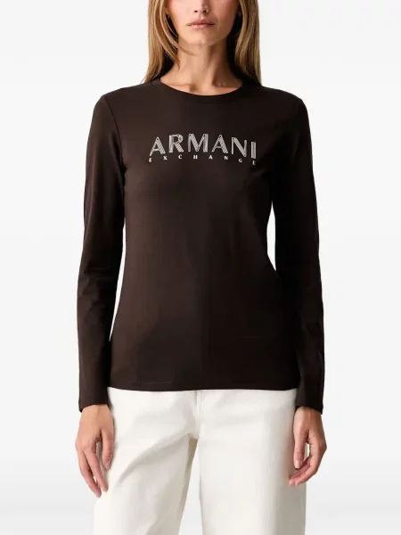 Lung tricou Armani Exchange cu imagine maro