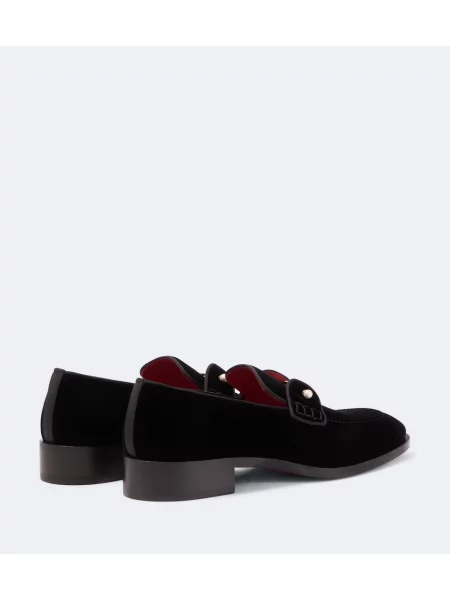 Loaferke Christian Louboutin iz rebrastega žameta črna