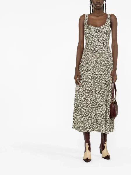 Gėlėtas raštuotas suknele Tory Burch įsiliepsnojo