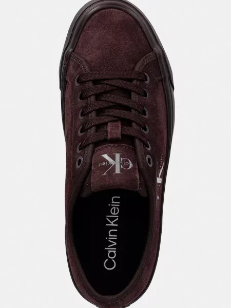 Teniszcipő Calvin Klein Vulc Flatf Laceup Suede Bordó barna