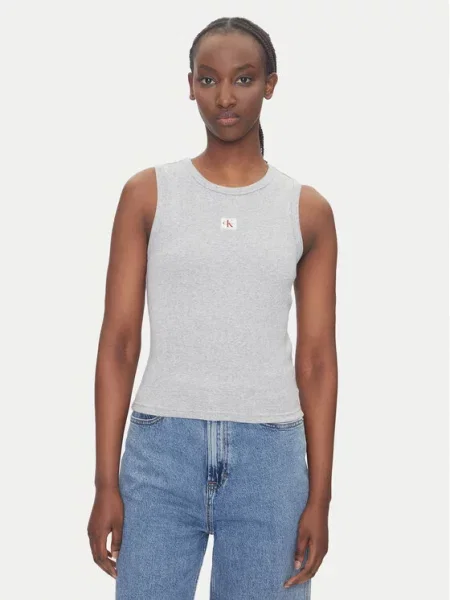Tank top Calvin Klein Jeans A Woven Label Tank Top Gray XS bílé