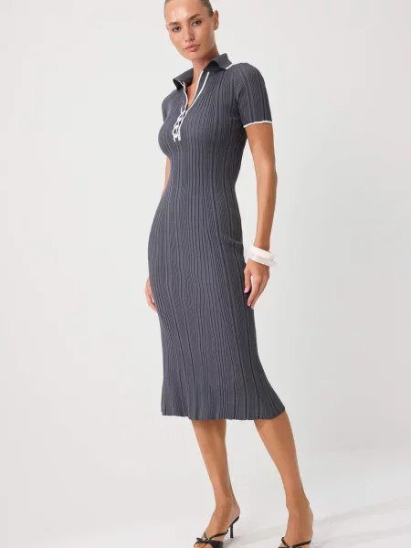 Trendyol Rochie tricotat gri alb