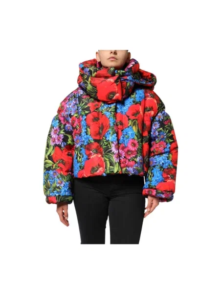 Wielobarwność kurtka puchowa Dolce And Gabbana w kwiatki
