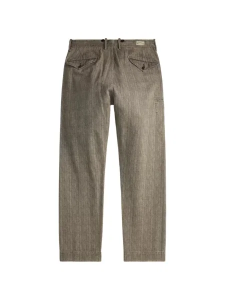 Pantaloni Ralph Lauren Rrl cu model herringbone gri