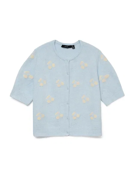 VERO MODA Geacă tricotată VMDOFFY INTARSIA albastru deschis alb