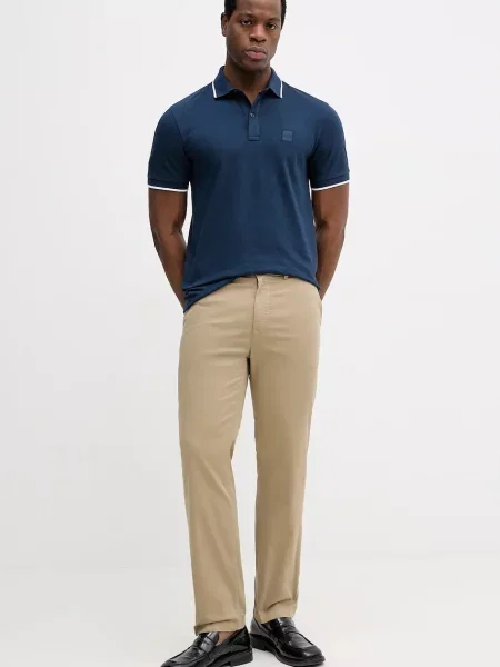 BOSS Orange polo majica moška z elastanom Passertip modra