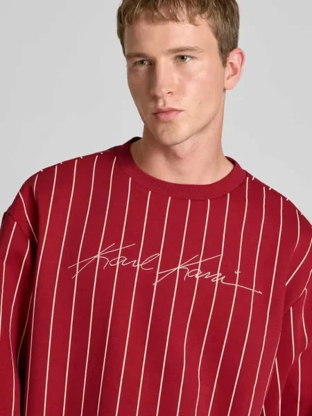 Bluza Karl Kani Autograph Pinstripe Sweat Os Crewneck Red L czerwona